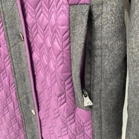 Carlisle Racquel Purple Quilted Gray Wool XS Winter Classic Midi Pea Coat NEW - Picture 3 of 9
